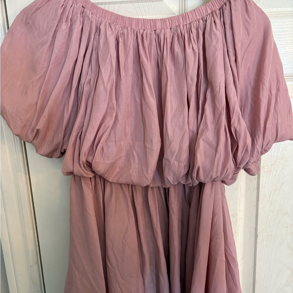 Bluivy Pink Puff Sleeve Ruched Blouse women’s size small.